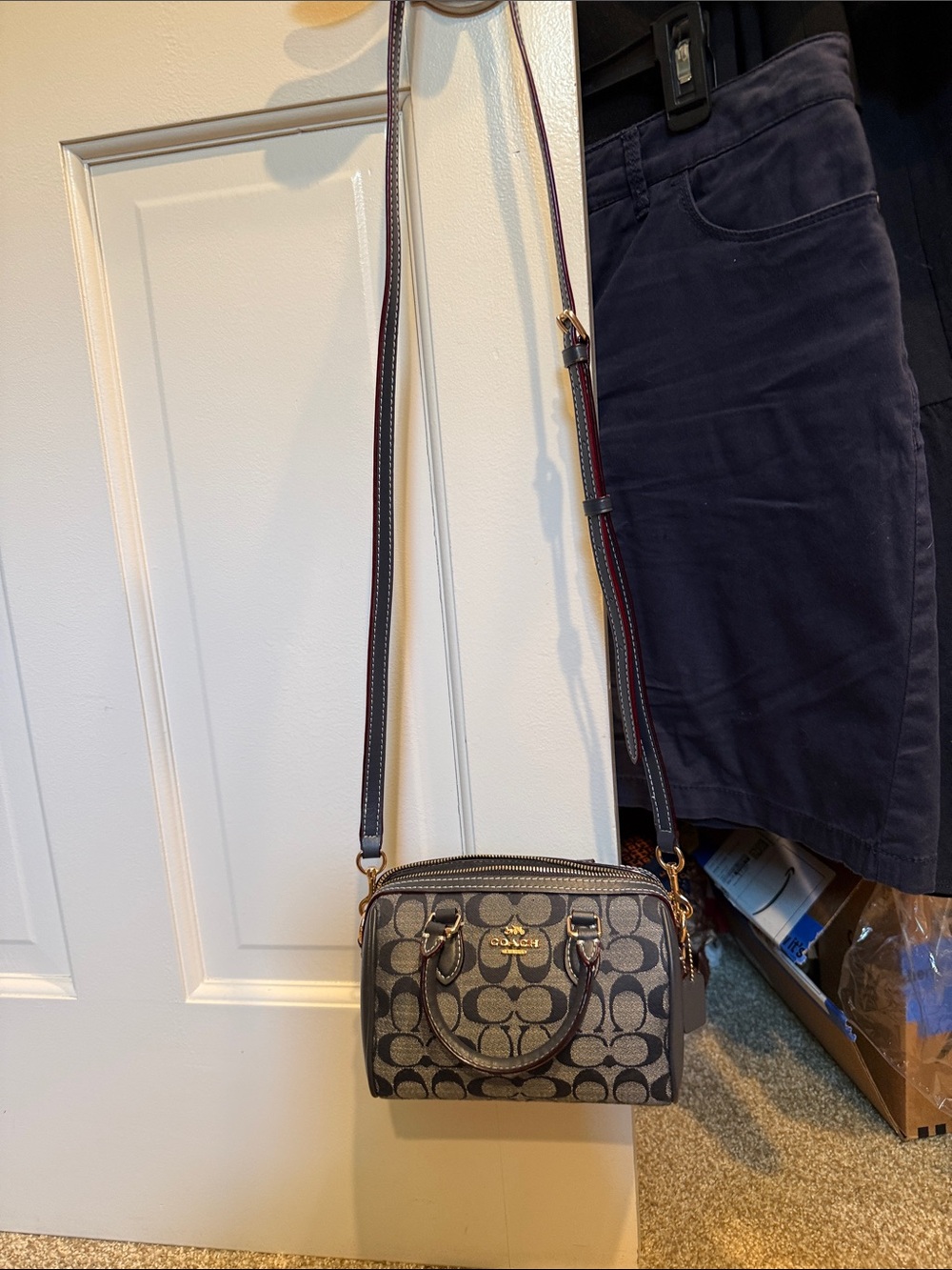 Coach Signature Mini Crossbody Satchel in Brown and Black